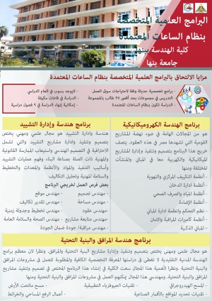 مزايا الالتحاق بالبرامج العلمية  المتخصصة بنظام الساعات المعتمدة