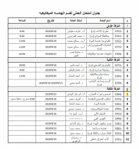 جدول امتحان العملى